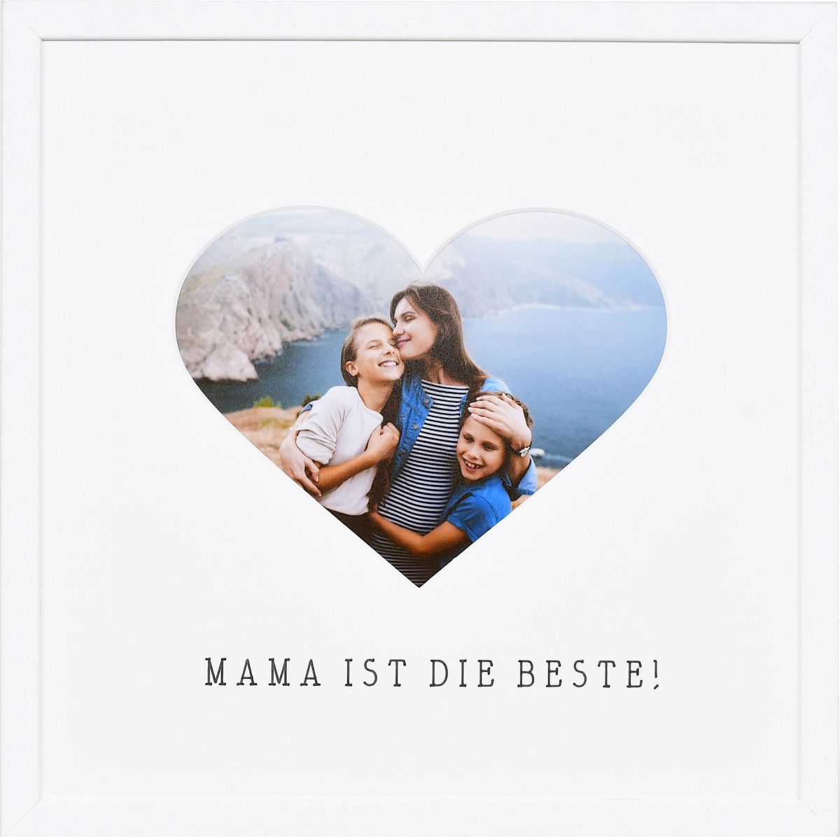 Bilderrahmen mit Herzausschnitt für Mama in der Farbe Weiss
